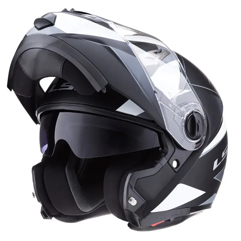CASCO REBATIBLE LS2 370 EASY STRIPE MATT BLA RE